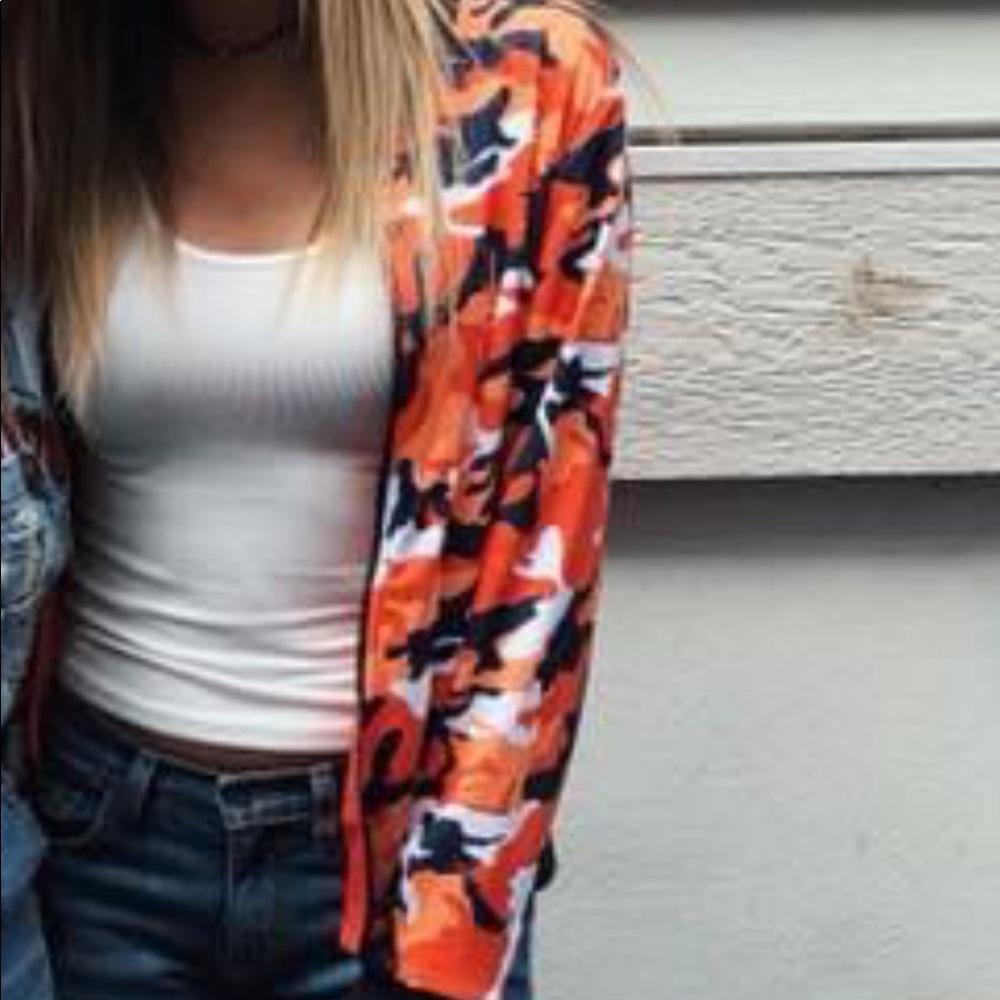 Orange Camo Bomber Jacket